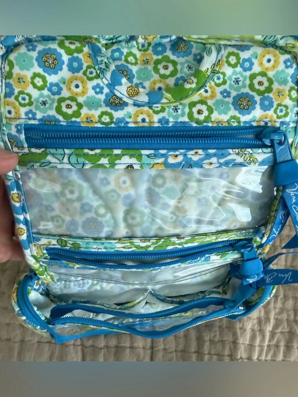 Vera Bradley English Meadow Quilted Floral Travel Bag in Blue, Green & Yellow